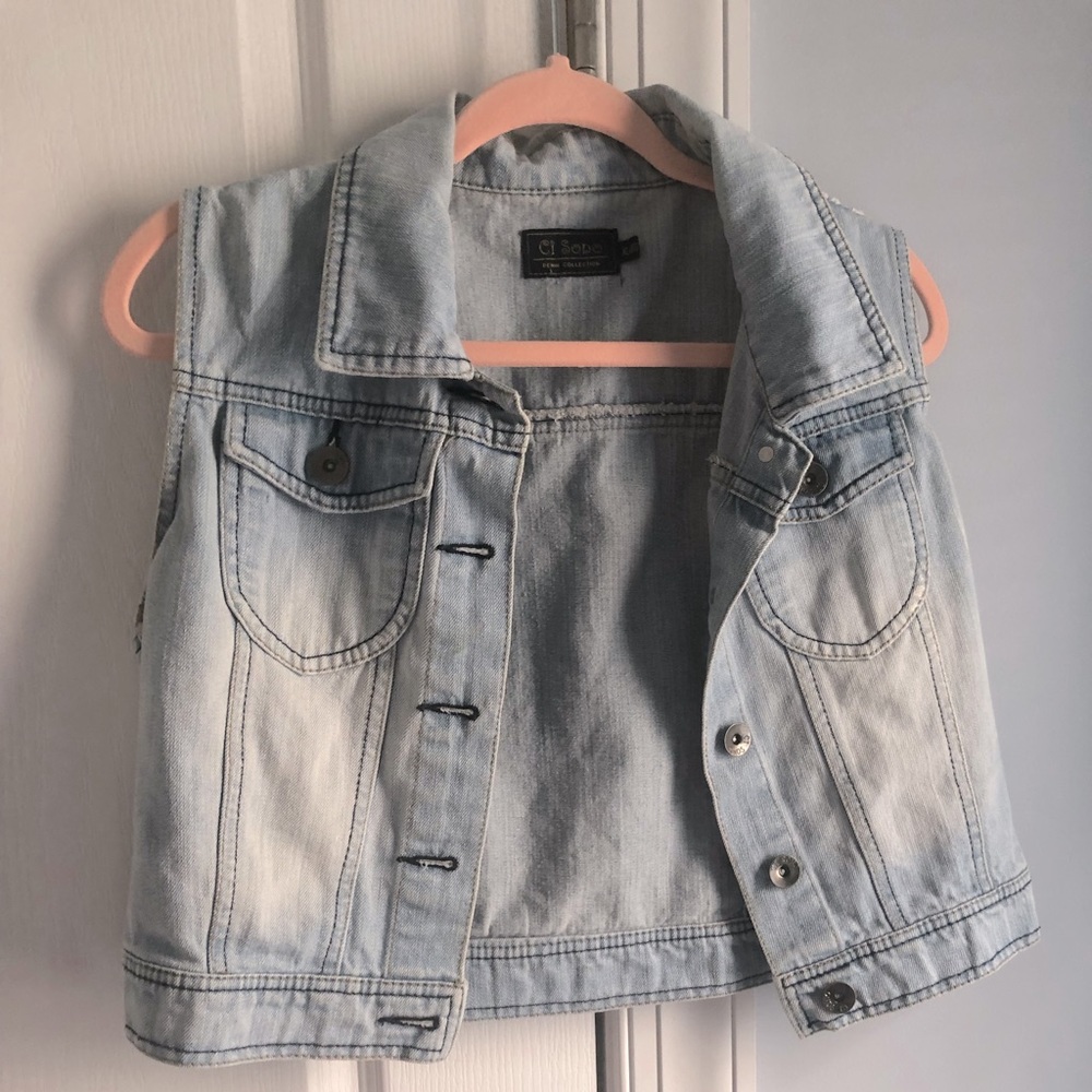 jean jacket vest.